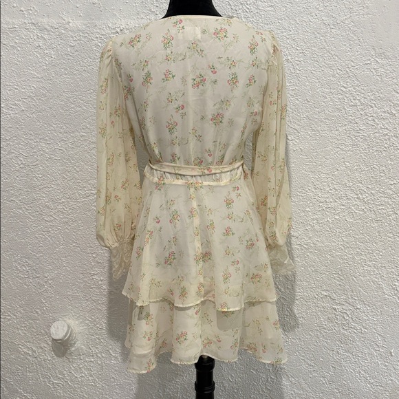 ASOS Mini Dress US 10 Coquette Cottagecore Dress Lace Floral Wrap Dress - Picture 10 of 11